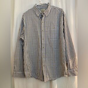 Blue Mountain Black/Gray/Tan/White Plaid Button-Down Shirt Size L